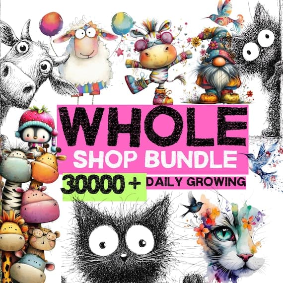 30000+ Whole Shop Bundle - Entire Clipart Collection - Printable Watercolor Papercraft Junk Journal Digital download